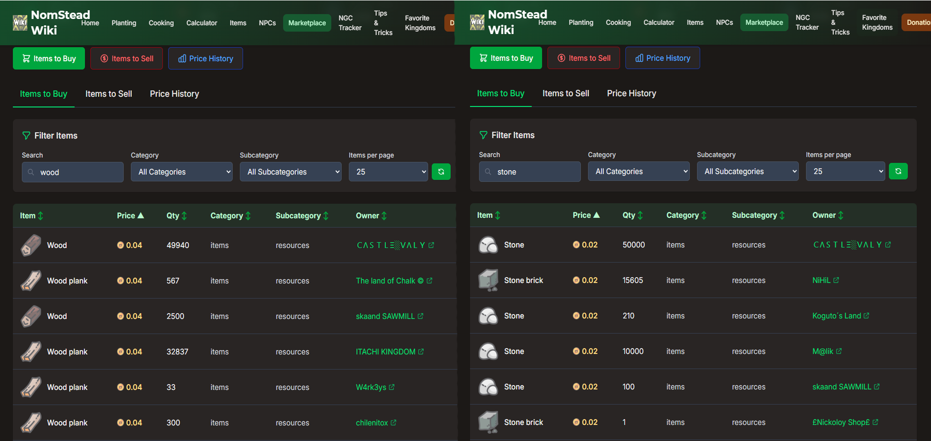 Marketplace Interface